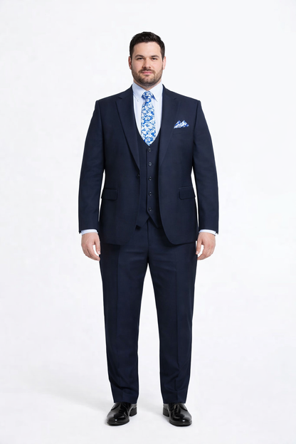 Rossiman Men’s Formal Blue Suit – Slim Fit Design with Vest and Trousers