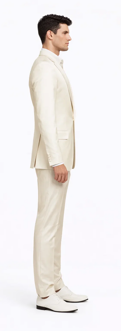 Rossiman Suit - Sateen Suit - Cream Shiny Suit