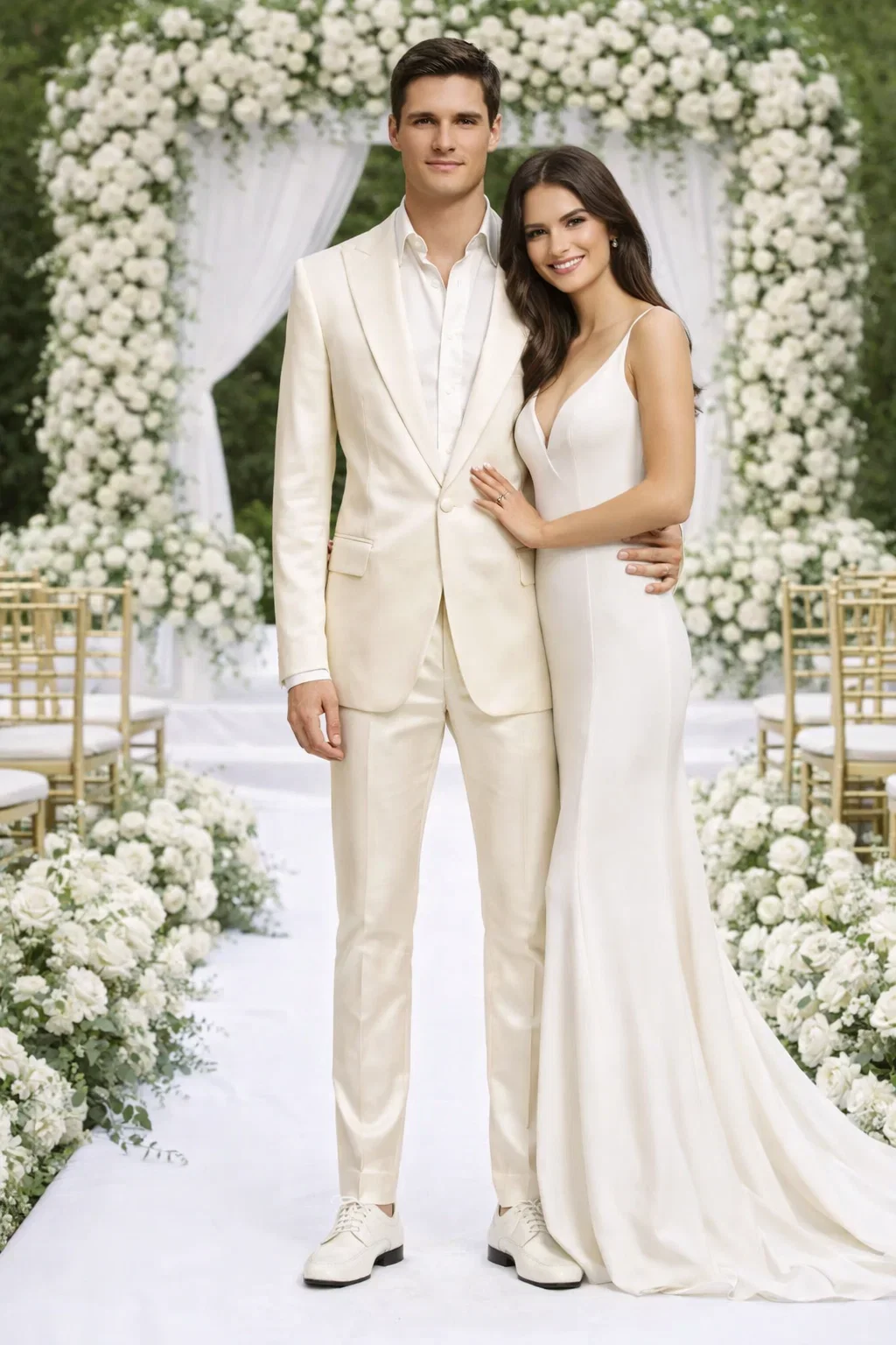 Rossiman Suit - Sateen Suit - Cream Shiny Suit