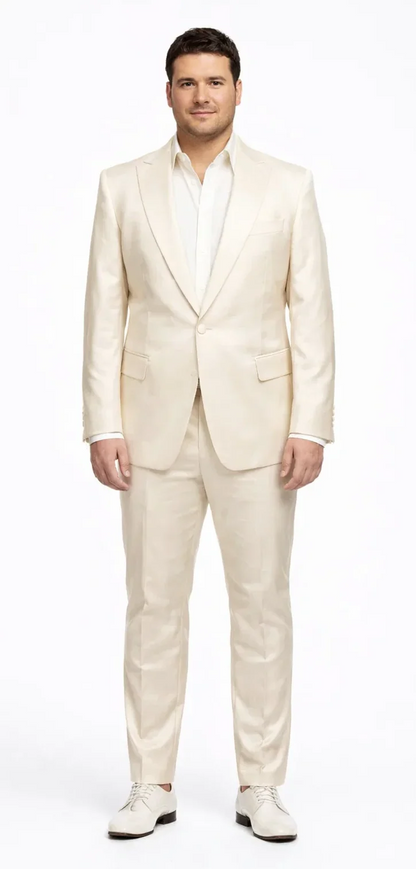 Rossiman Suit - Sateen Suit - Cream Shiny Suit