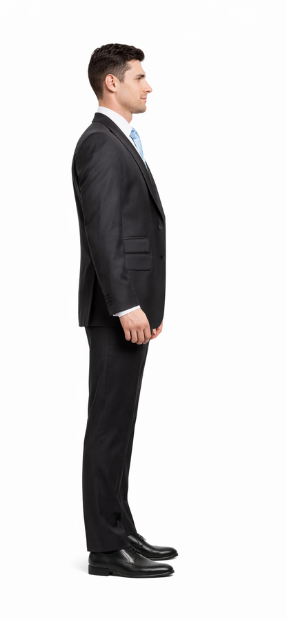 Rossiman Men's Dark Gray Slim Fit Suit – 3-Piece Vested Set with Flat Front Pants