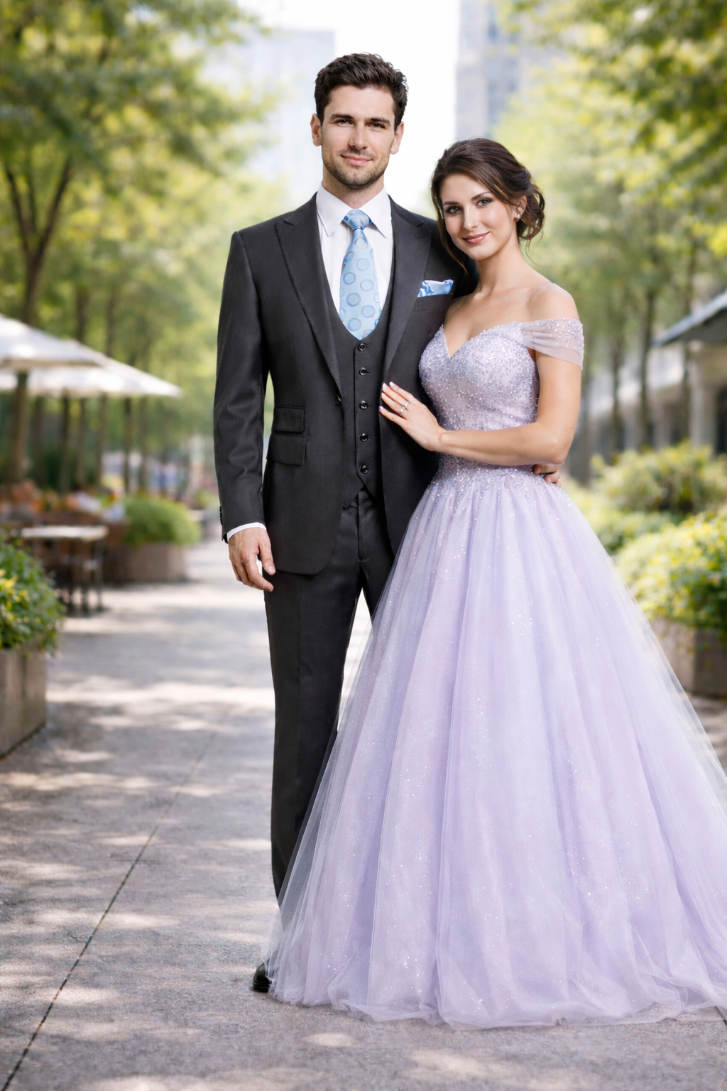 Rossiman Men's Dark Gray Slim Fit Suit – 3-Piece Vested Set with Flat Front Pants