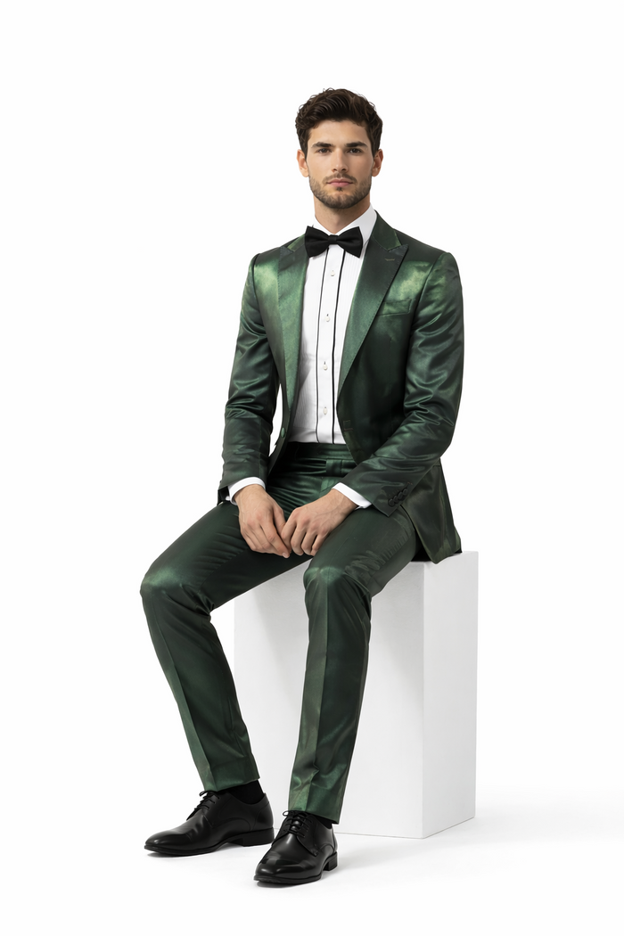 Rossiman Suit - Sateen Suit - Green Shiny Suit