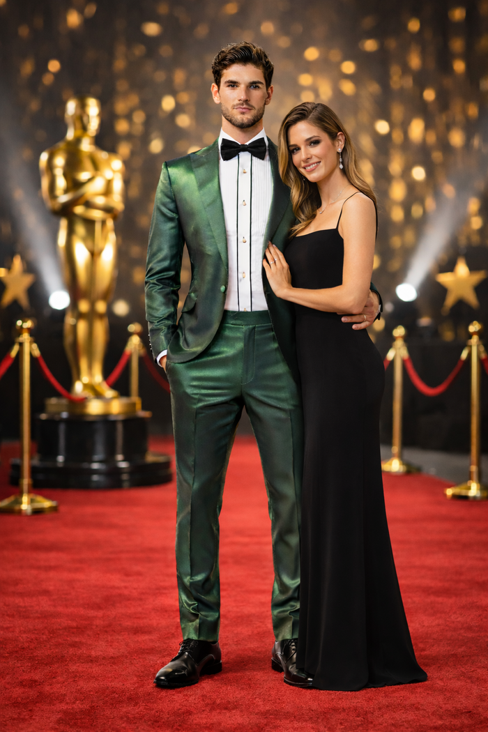 Rossiman Suit - Sateen Suit - Green Shiny Suit