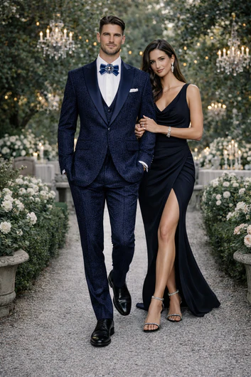Seersucker Suit Peak Lapel Suit in Color "Navy Blue" - Summer Fabric Tone on Tone Shadow Stripe By Rossiman