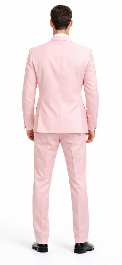 Rossiman Men's Pink Suit – 1-Button Peak Lapel Jacket & Double-Breasted Vest