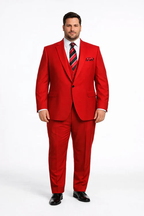 Rossiman Men’s Red Slim Fit Suit – Stylish Double-Breasted Jacket