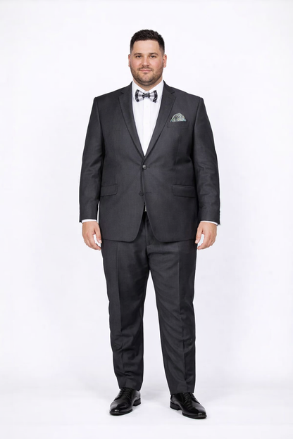 Men's Rossiman Rossi Man Brand Gray Tapered Leg Lower Rise Pants & Get Skinny 100% Wool 1 Button Slim Fit Peak Lapel Suit