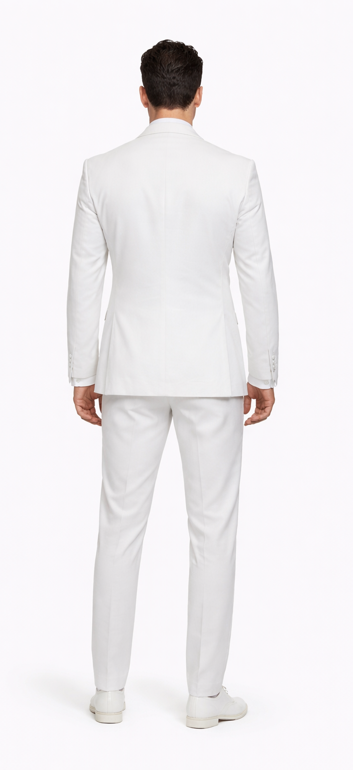 Seersucker Suit Peak Lapel Suit in Color "White" - Summer Fabric Tone on Tone Shadow Stripe By Rossiman