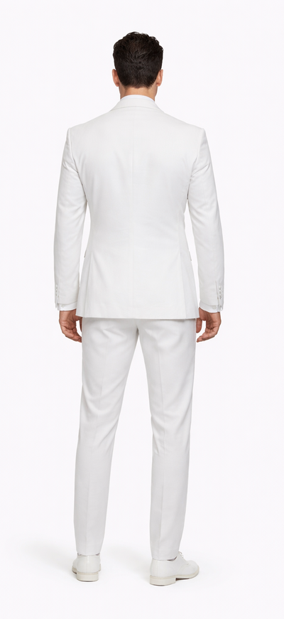 Seersucker Suit Peak Lapel Suit in Color "White" - Summer Fabric Tone on Tone Shadow Stripe By Rossiman