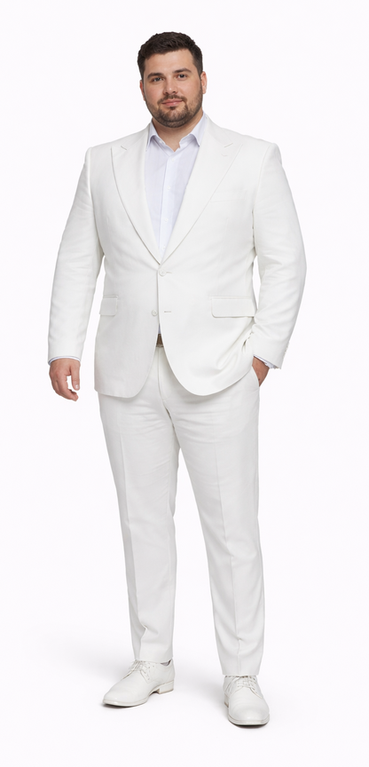 Seersucker Suit Peak Lapel Suit in Color "White" - Summer Fabric Tone on Tone Shadow Stripe By Rossiman