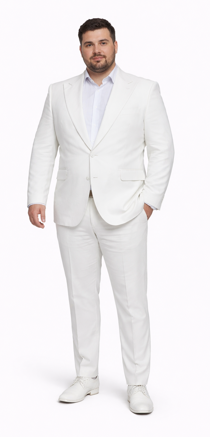Seersucker Suit Peak Lapel Suit in Color "White" - Summer Fabric Tone on Tone Shadow Stripe By Rossiman