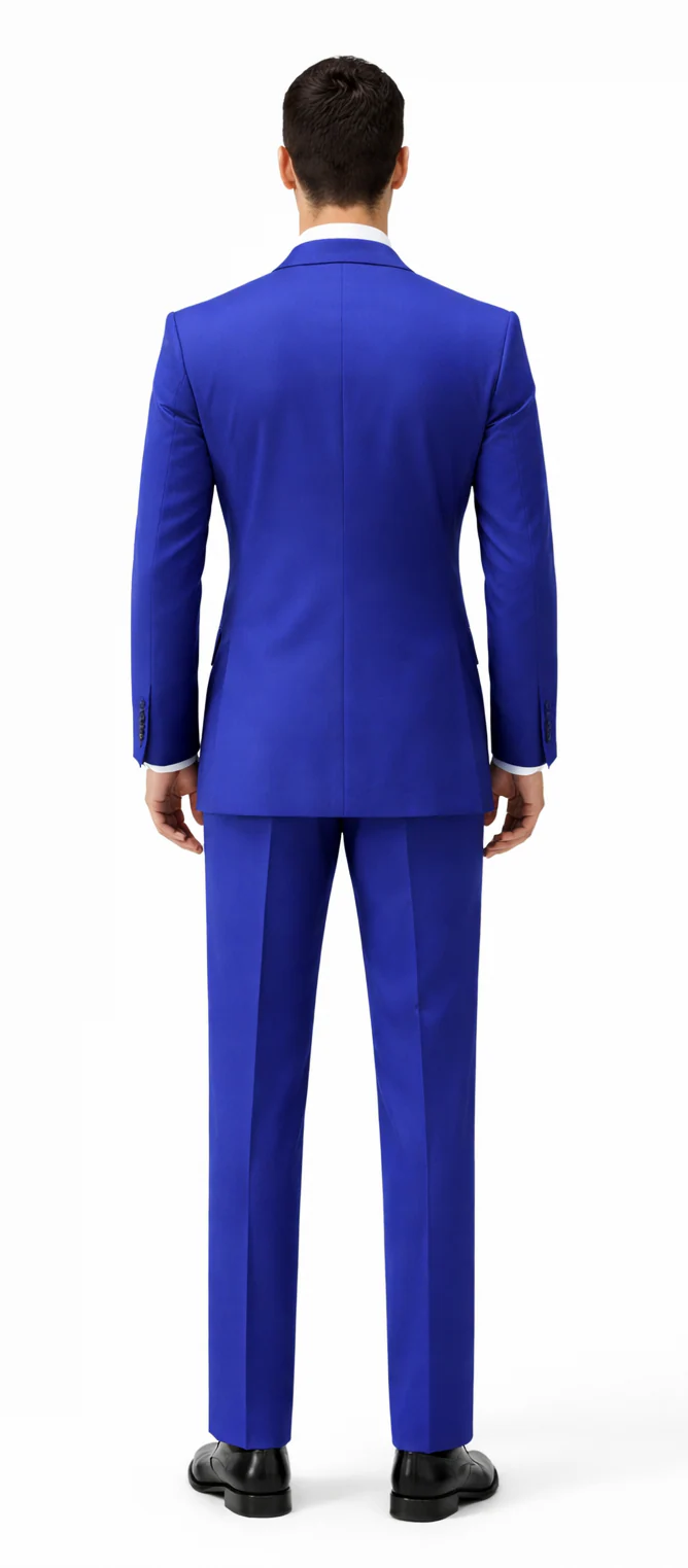 Rossiman Royal Blue Suit for Men – Classic 1-Button Peak Lapel Jacket & Double-Breasted Vest