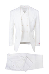 Tiglio Italian Suit - Real Wool Fabric Super 150's San Giovesse off White, Wide Leg Suit & Vest super 150" wool in Color Off White