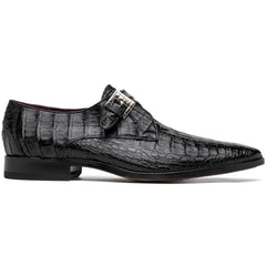 Marco Di Milano Rovigo Black Crocodile Monk-Strap Loafers