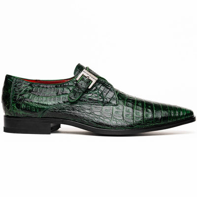 Marco Di Milano Rovigo Green Exotic Crocodile Skin Single Monk-strap Loafers 1 ROVIGO_CAIMAN FUSCUS_FOREST GREEN_8  - from alligatorwarehouse.com