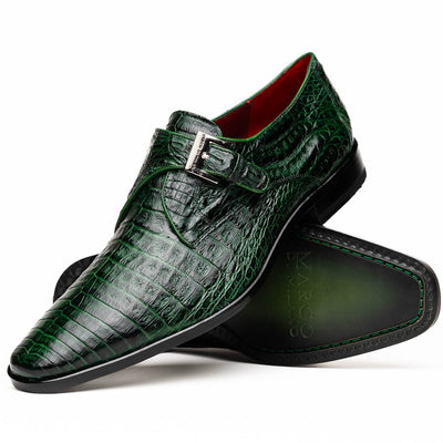 Marco Di Milano Rovigo Green Exotic Crocodile Skin Single Monk-strap Loafers 2 ROVIGO_CAIMAN FUSCUS_FOREST GREEN_8  - from alligatorwarehouse.com