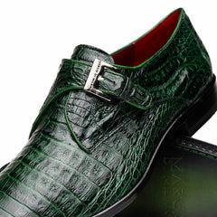 Marco Di Milano Rovigo Green Crocodile Monk-Strap Loafers