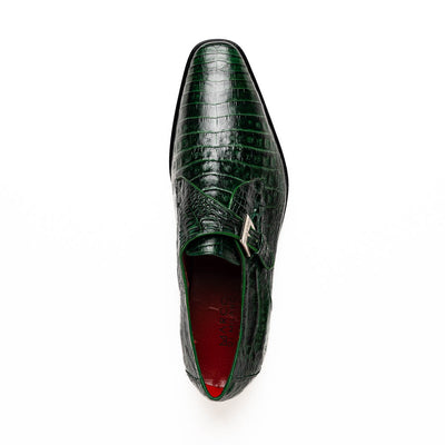 Marco Di Milano Rovigo Green Exotic Crocodile Skin Single Monk-strap Loafers 4 ROVIGO_CAIMAN FUSCUS_FOREST GREEN_8  - from alligatorwarehouse.com