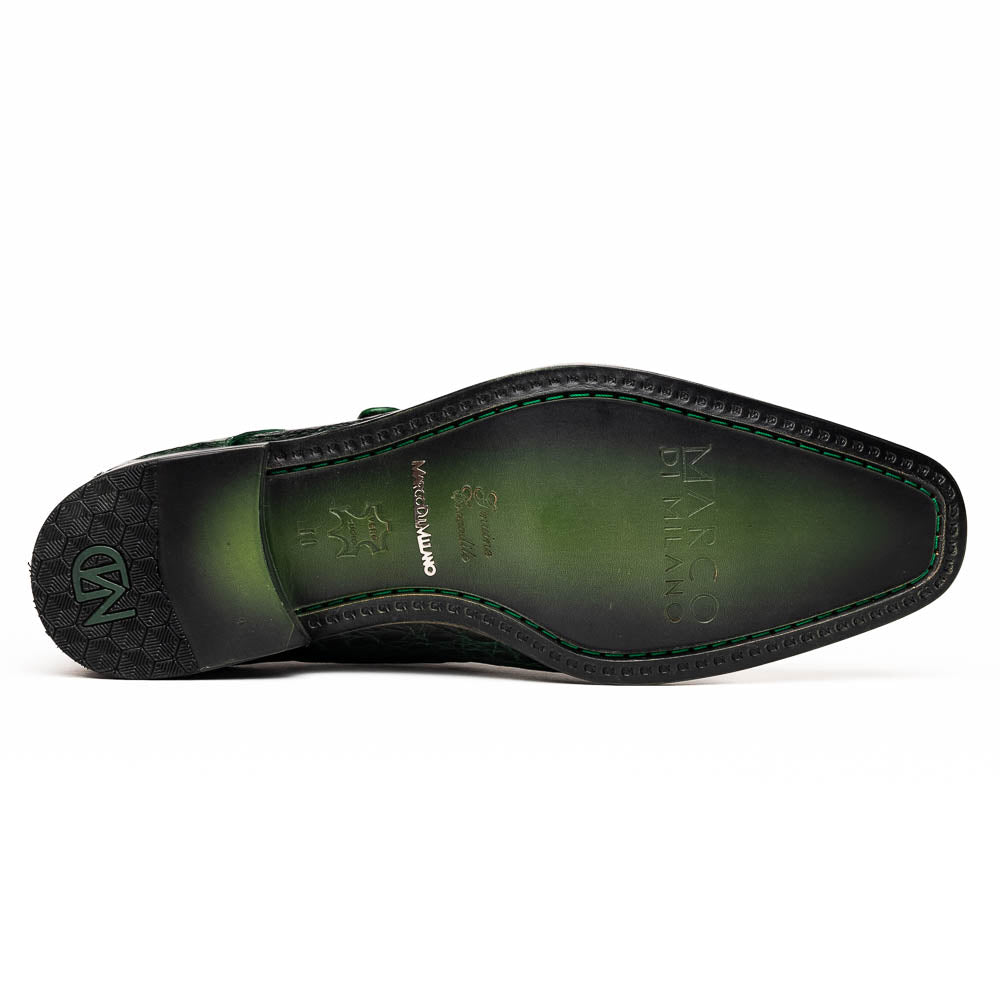 Marco Di Milano Rovigo Green Crocodile Monk-Strap Loafers