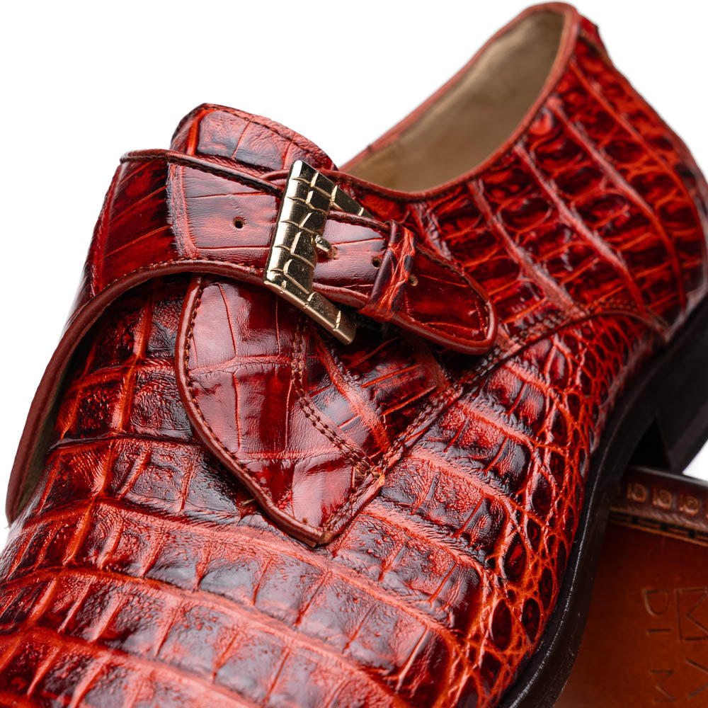 Marco Di Milano Rovigo Rustic Cognac Crocodile Monk-Strap Loafers 