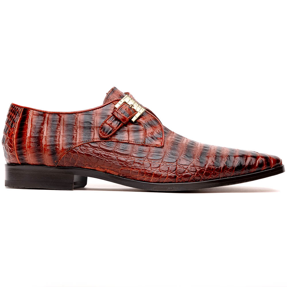 Marco Di Milano Rovigo Cognac Crocodile Monk-Strap Loafers 