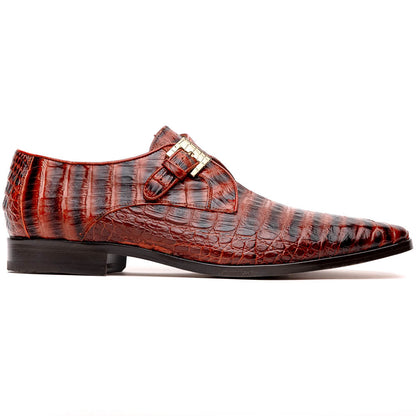 Marco Di Milano Rovigo Cognac Crocodile Monk-Strap Loafers 