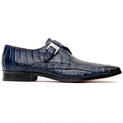 Marco Di Milano Rovigo Navy Exotic Crocodile Skin Single Monk-strap Loafers 1 ROVIGO_CAIMAN FUSCUS_NAVY_8  - from alligatorwarehouse.com