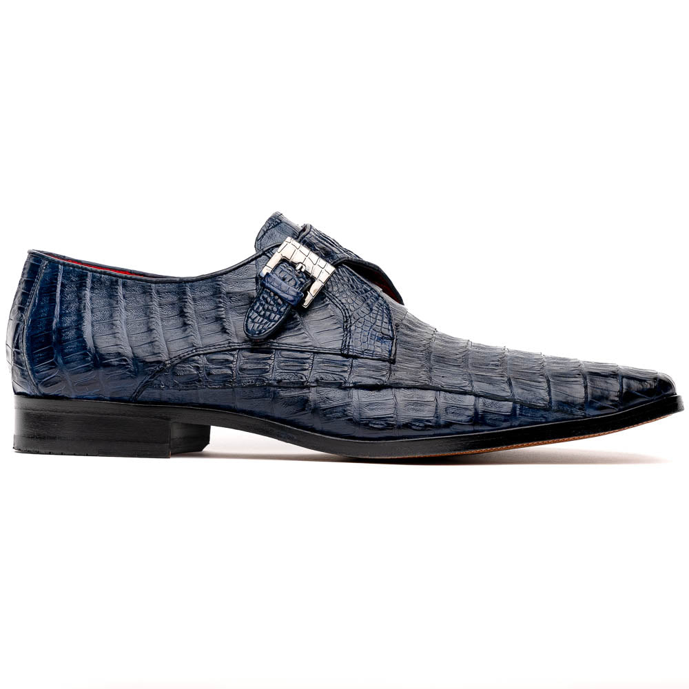 Marco Di Milano Rovigo Navy Crocodile Monk-Strap Loafers