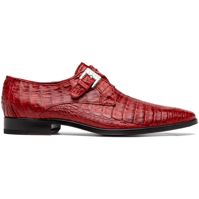 Marco Di Milano Rovigo Red Exotic Crocodile Skin Single Monk-strap Loafers 1 ROVIGO_CAIMAN FUSCUS_RED_8  - from alligatorwarehouse.com