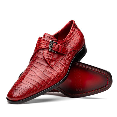 Marco Di Milano Rovigo Red Exotic Crocodile Skin Single Monk-strap Loafers 2 ROVIGO_CAIMAN FUSCUS_RED_8  - from alligatorwarehouse.com