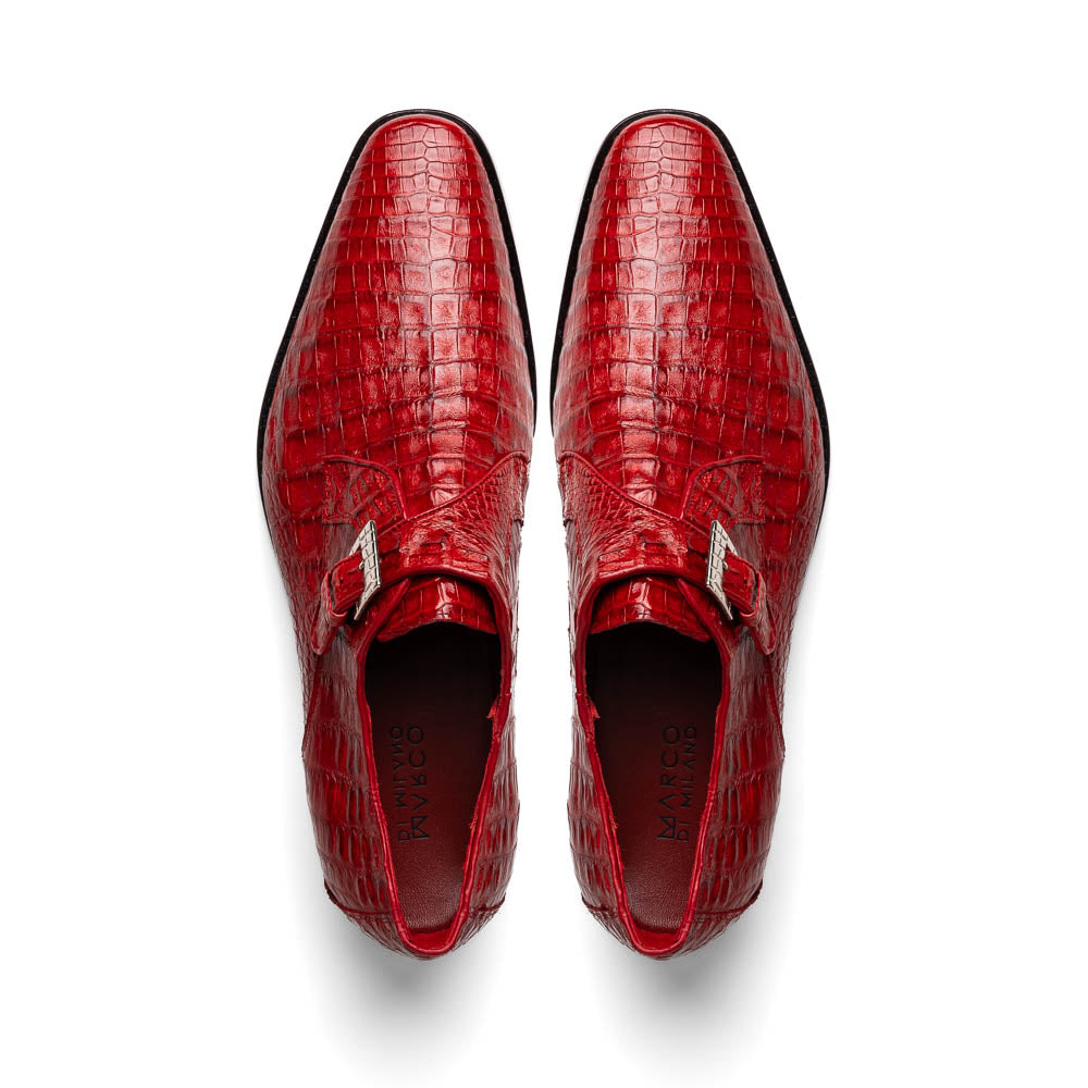 Marco Di Milano Rovigo Red Crocodile Monk-Strap Loafers