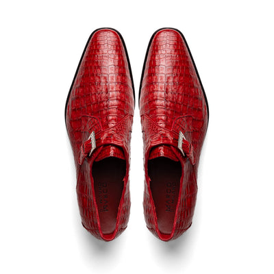Marco Di Milano Rovigo Red Exotic Crocodile Skin Single Monk-strap Loafers 4 ROVIGO_CAIMAN FUSCUS_RED_8  - from alligatorwarehouse.com
