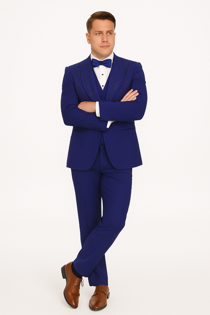 Royal Blue Italian Wool 3-Piece Modern Fit Tuxedo