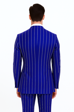 Royal Blue Pinstripe Suit - Gangster Suit - 1920's Suit - Double Breasted Suit