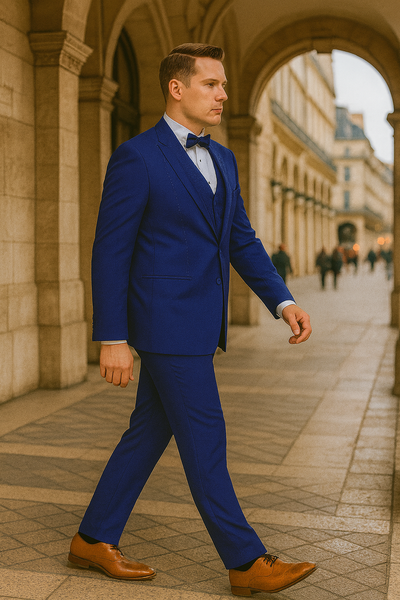 Royal Blue Italian Wool 3-Piece Modern Fit Tuxedo 3   - from alligatorwarehouse.com