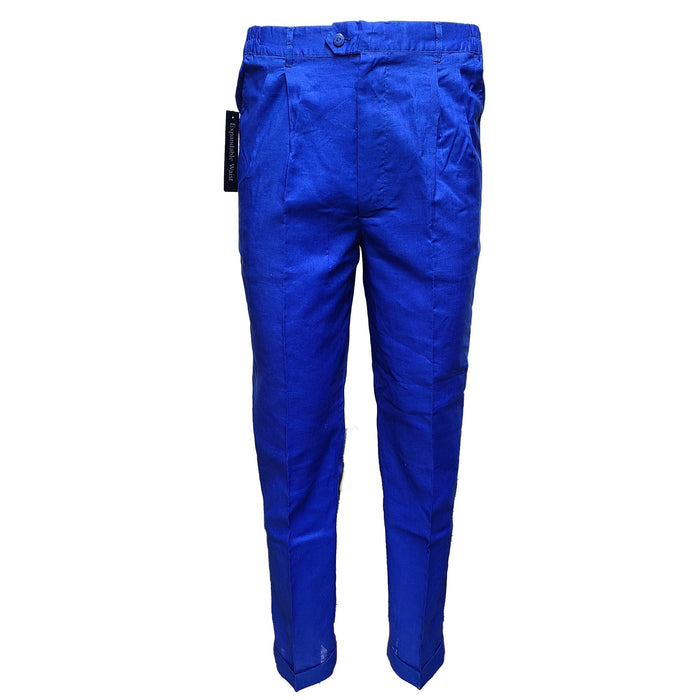 Men’s Royal Blue Linen Shirt and Pants Set, Casual Walking Suit Summer Outfit