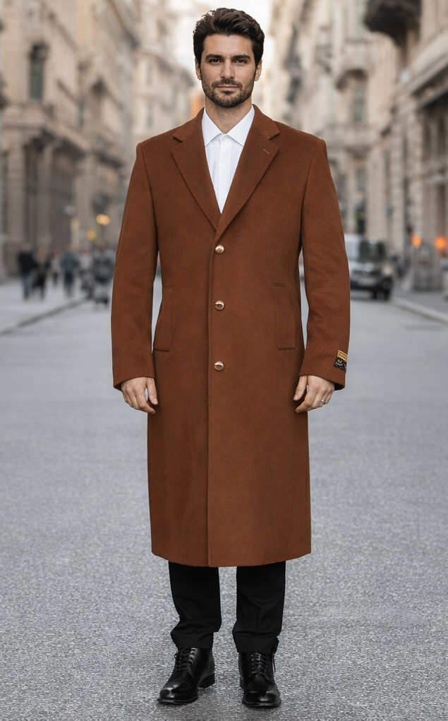 Rust Ankle length Top Coat/Overcoat | Winter men's Topcoat Sale