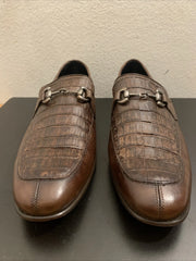 Men’s Regal Brown Slip-On Shoes – Genuine Crocodile & Calfskin Leather