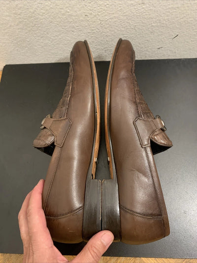 Men’s Regal Brown Slip-On Shoes – Genuine Crocodile & Calfskin Leather 9   - from alligatorwarehouse.com