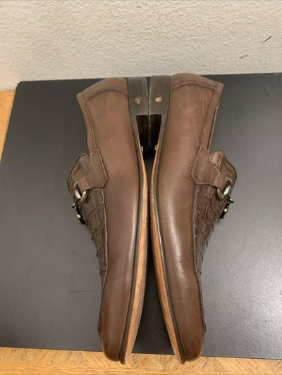 Men’s Regal Brown Slip-On Shoes – Genuine Crocodile & Calfskin Leather 10   - from alligatorwarehouse.com