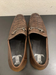 Men’s Regal Brown Slip-On Shoes – Genuine Crocodile & Calfskin Leather