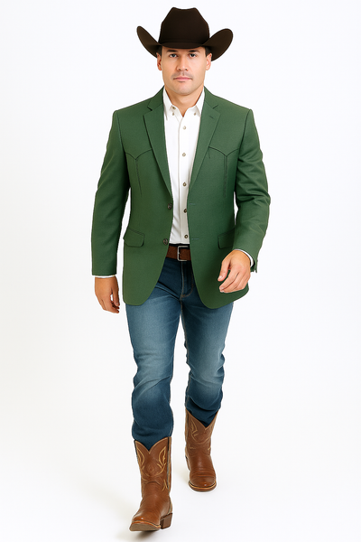 Western Blazer - Saco Para Hombre - Mens Double Button Western Green Blazer 7   - from alligatorwarehouse.com