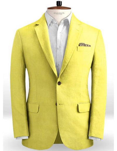 Linen Suit - Mens Summer Suits Safari Yellow Color - Beach Wedding 2 06-0063  - from alligatorwarehouse.com
