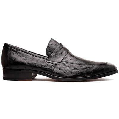 Marco Di Milano Salvatore Black Ostrich Penny Loafer 1 SALVATORE_OSTRICH_BLACK_8  - from alligatorwarehouse.com
