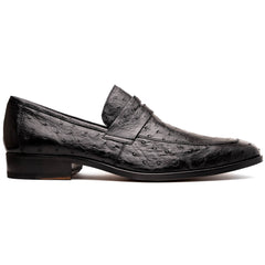 Marco Di Milano Salvatore Black Ostrich Penny Loafers 