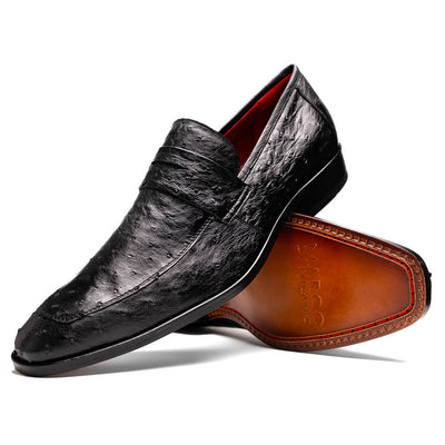 Marco Di Milano Salvatore Black Ostrich Penny Loafer 2 SALVATORE_OSTRICH_BLACK_8  - from alligatorwarehouse.com