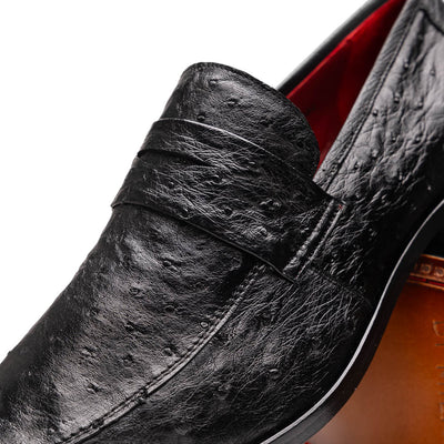 Marco Di Milano Salvatore Black Ostrich Penny Loafer 3 SALVATORE_OSTRICH_BLACK_8  - from alligatorwarehouse.com