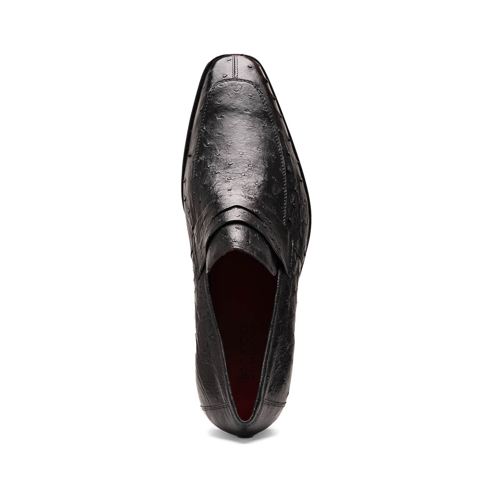 Marco Di Milano Salvatore Black Ostrich Penny Loafers 