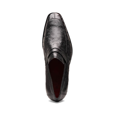 Marco Di Milano Salvatore Black Ostrich Penny Loafer 4 SALVATORE_OSTRICH_BLACK_8  - from alligatorwarehouse.com